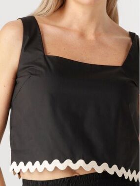 CeCe Square-Neck Top With Trim